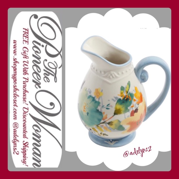 Rare 🌺 Pioneer Woman Willow Mini Pitcher 10.5 Oz Cream Milk Stoneware - Picture 4 of 5